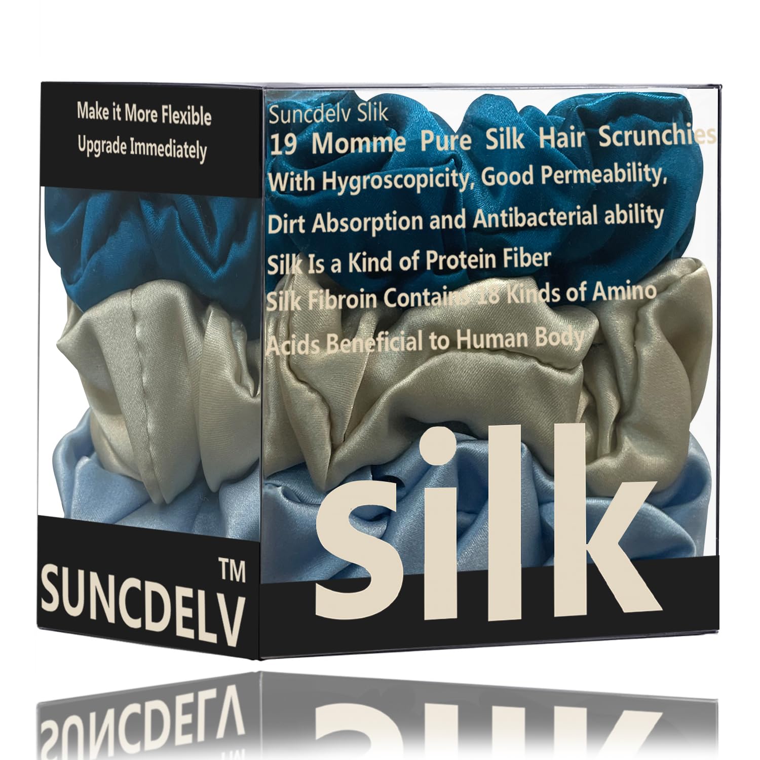 Silk Hair Towel, Friction-Resistant, Amino Acid-Rich, Durable, Breathable (6PCS(Bean Paste, Rose Gold, Rice White))